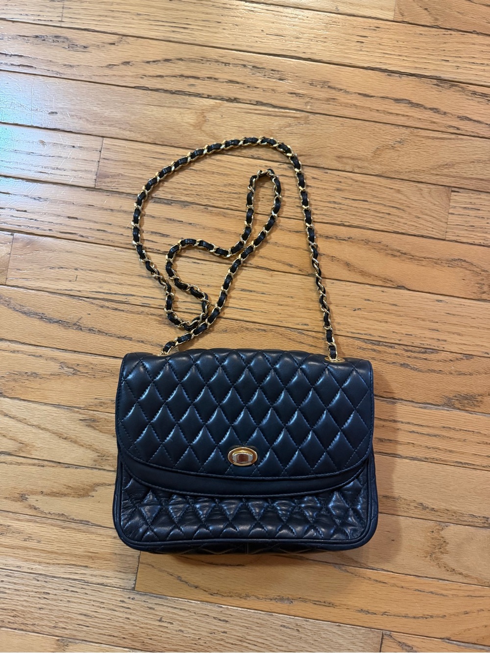 Black Quilted Chain-Handle Shoulder Bag
